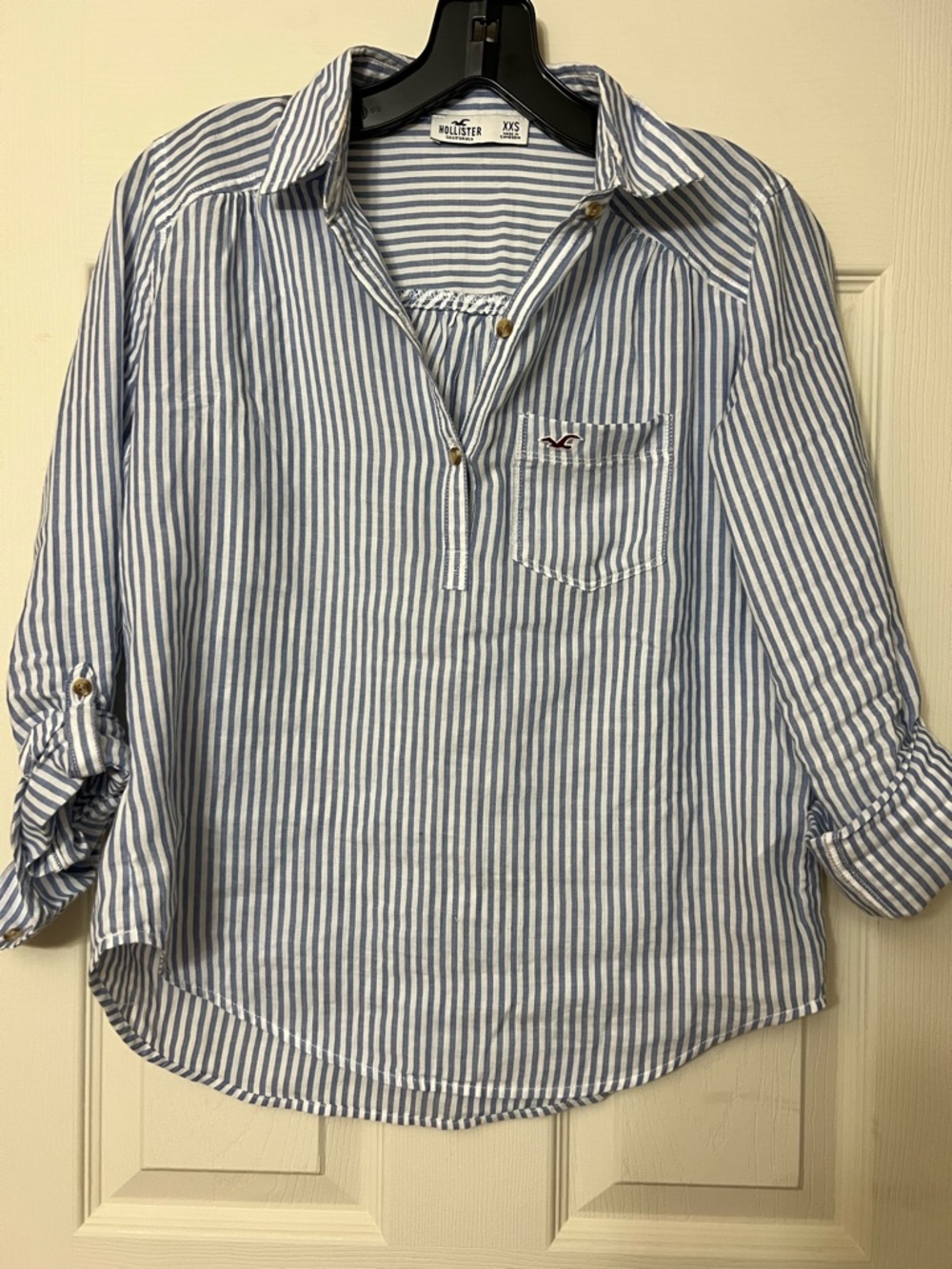 Hollister Light Blue & White Striped Shirt